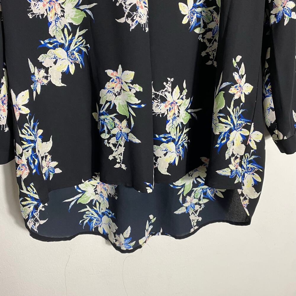 41 Hawthorn Black Floral Blouse SZ L Office Workwear Business Casual Travel‎ - Picture 3 of 11